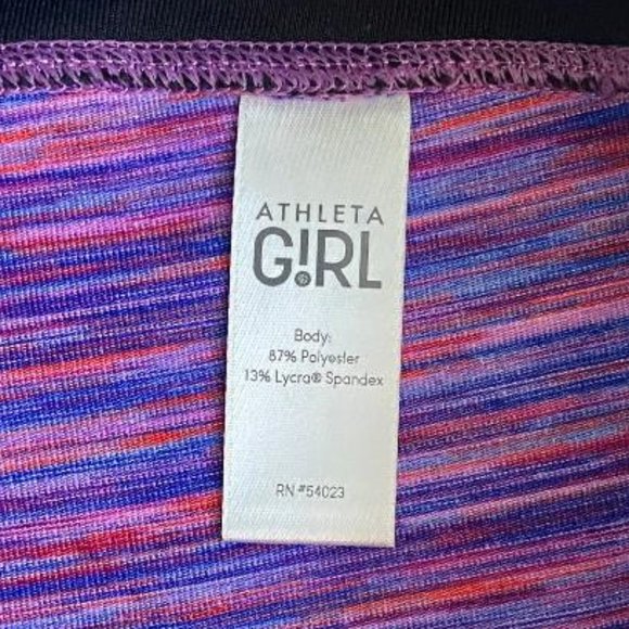Athleta Girl Chit Chat Space Dye Pink & Purple Striped Capri Leggings - Picture 6 of 9